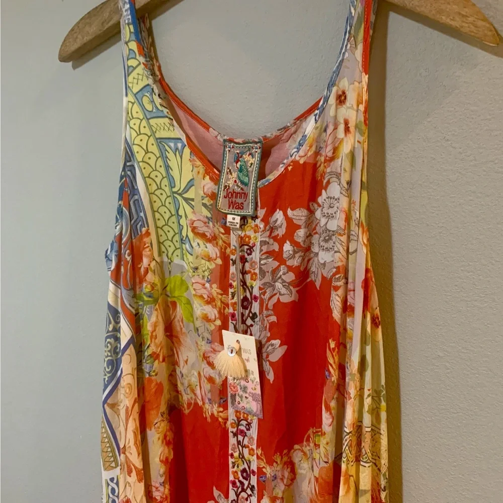 Johnny Was Bright Multicolor Floral Paisley Slip Maxi Dress - Picture 9 of 14
